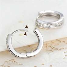 1 Pair Elegant Women's Earrings, Fashion Simple Rhinestone Hoop Earrings, Suitable For Daily Casual Accessories, Jewelry Gift