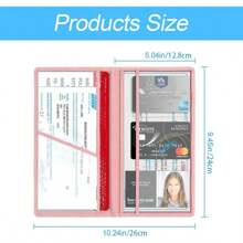 1個車輛文件組織者,商業卡片、駕照和車輛登記證持有人,粉色