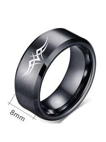 复古图腾男士不锈钢戒指 1 件 - 黑與白 - 查看 6