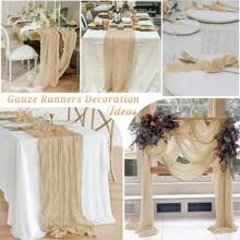 10PCS Toalha de mesa de gaze de queijo, Toalha de mesa de musselina boêmia, Caminho de mesa transparente transparente, Adequado para decoração de mesa de feriado, casamento, chá de bebê, festa de aniversário, mesa de bolo e peça central