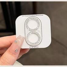 2 件闪光手机相机保护膜，镜头贴纸带闪光镜头膜 3D 闪光全相机镜头保护，兼容 16/16Pro/16Promax、15/15Pro/15Promax/、iPhone14/14Plus/14Pro/14ProMax、iPhone13/13Pro/13ProMax、iPhone12/12Pro/12ProMax、iPhone11（1 * 银色 + 1 * 粉色）生日、家人、朋友的礼物闪亮水晶、镜头保护膜、手机配件防水防震防摔防摔防刮防指纹全覆盖 - 彩色 - 查看 4