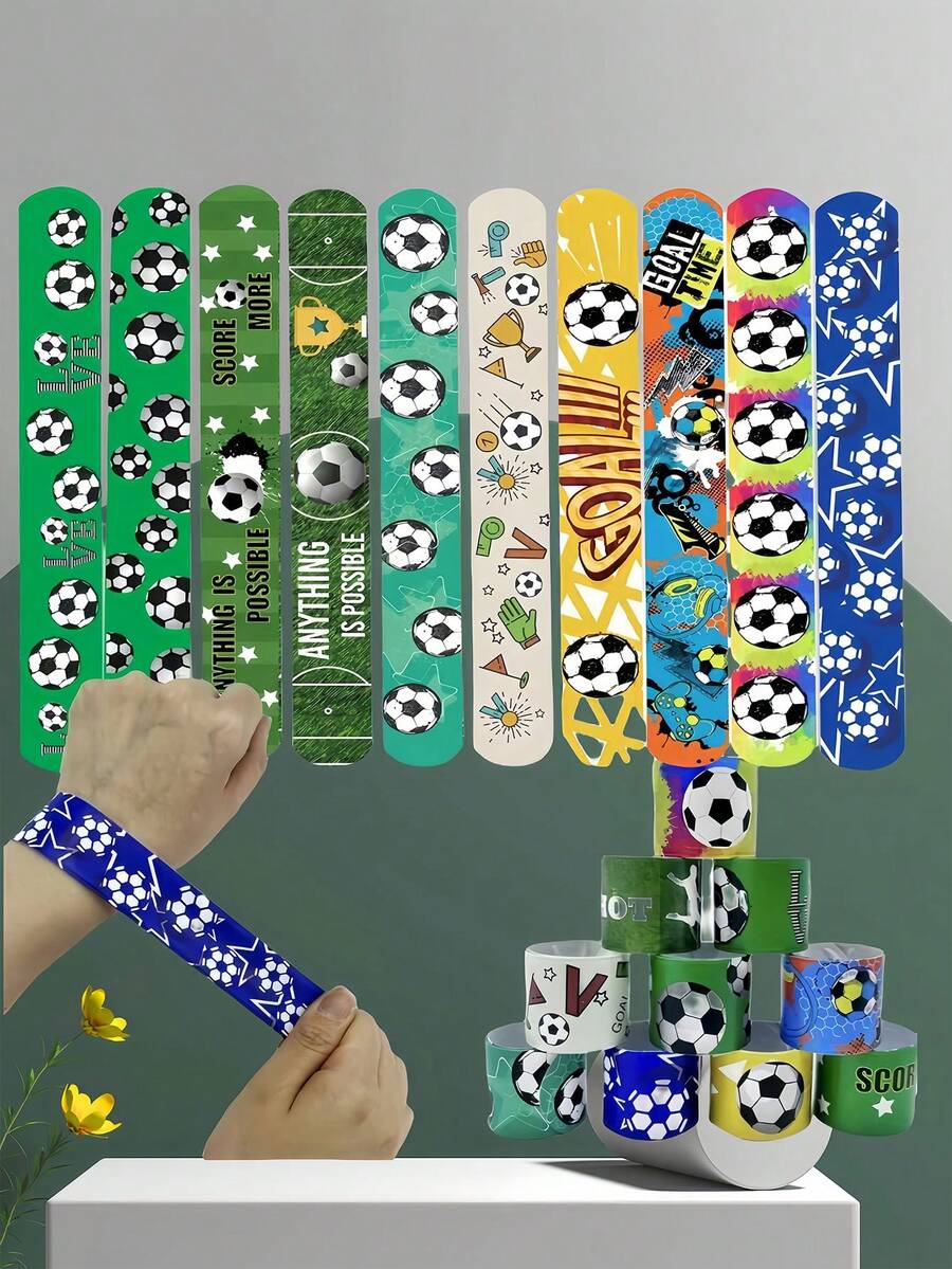 10/20Pcs 3cm*22cm Football Support Bracelet, European Cup World Cup Bracelet, Football Birthday Party Rival Ring, Suitable For Football Events, Birthdays, Parties Decoration Gifts