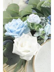Caja de set combinado de flores artificiales de rosa palo, malva, peonías y follaje verde de Floroom para hacer arreglos florales, centros de mesa para bodas, despedidas de soltera, fiestas y decoración del hogar - Azul - Ver 4