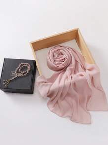 2pcs/Box Muslim Prayer Beads And Chiffon Hijab Set (1pc Hijab + 1pc Bracelets) - Multicolor - View 8