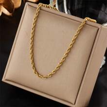 Fashionable Niche Vintage Minimalist Heavy Duty Metal Titanium Steel Twisted Chain Necklace Bracelet Jewelry Set - Necklace - View 6