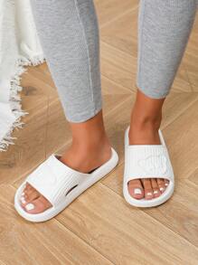 女士平底凉鞋，时尚户外运动拖鞋，柔软 EVA 一体式结构，夏季 - 白色 - 查看 3