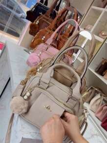 Women Travel Bag Lightweight Small Multi-Pocket Portable Messenger Bag Large Capacity For Daily Commuting Bowling - Beige - View 4