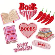 1pc/8pcs Set Colorful Book Themed Iron-On Patches, Pink And Multicolor, Embroidered Applique, Suitable For DIY Handmade Crafts - Ideal Gift For Book Lovers, Women And Girls - Perfect For Christmas And New Year Holiday Decoration Of Clothes, Backpacks, Hats, Jeans, Perfect Gift For Book Lovers - Multicolor - View 7