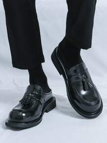 2025 Men's Loafers Slip-On Moccasins, Pointed Toe Business Casual Dress Shoes, Korean Fashion - Black - View 7