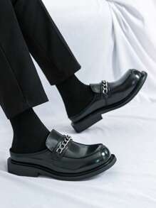 2025 New Summer Men Loafers Slip On Breathable Slouchy Backless Moccasins - Black - View 5