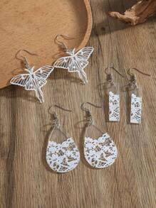 1 Pair Boho Style Transparent Acrylic Rectangular Water Drop Butterfly Print Fashionable Unique Earrings For Women - Various - View 1