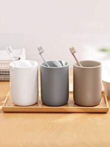 1 pieza Vaso de plástico para cepillo de dientes para el hogar, vaso de enjuague de unicolor simple, vaso portacepillos de dientes, vaso de baño de gran capacidad, decoración de baño para el hogar, decoración de otoño, de vuelta a la escuela