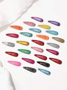 5/10/20pcs Glitter Drop Oil Hair Clips For Teen, Sparkling Side Drop Hairpins, Fashion Teen Hair Accessories With Candy Colors & Shallot Powder Shade - Multicolor - View 1