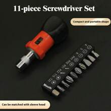 34/20/11件套迷你棘轮螺丝刀套装，一字/星形批头，多功能套筒，正反两用，6.35mm六角接口，小型棘轮螺丝刀 - 彩色 - 查看 6