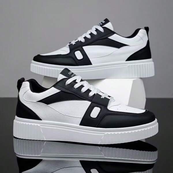 Men's Fashion Color-Block Sneakers, Size 39-48, High-Quality, Stylish, Versatile, Suitable For Youth, Students, Casual & Sports Wear, Skateboarding
