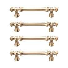 2pcs/4pcs Brushed Brass Cabinet Knobs, Golden Zinc Alloy Metal Handles For Kitchen Cupboards & Vanity Drawers, Durably Crafted For Home Renovation - Cabinet Hardware Pulls