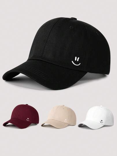 Boné de beisebol ajustável com estampa de rosto sorridente para mulheres, chapéu casual com proteção solar, adequado para viagens de primavera/outono, boné versátil e moderno com protetor solar, estilo Y2K