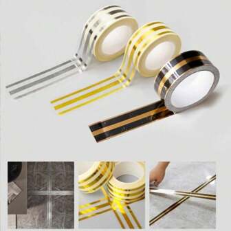 1 Roll Golden Ceramic Tile Stitching Sticker, Self Adhesive Tile Sticker, Wall Gap Sealing Tape Strip, Floor Tile Beauty Seam Sticker, Home Decorative Decals, Home Improvement Tools Gifts Birthday Graduation Room Decor Wall Decor Bathroom Decor Bedroom Decor Room Decoration Stuff Living Room Decor House Decor Home Decor Living Room Wall Art Wall Paper Stickers
