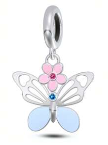 1pc 925 Sterling Silver Butterfly Cubic Zirconia Pendant, DIY Jewelry Gift For Mother's Day - Silver - View 1