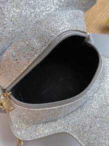 Ví hình chai laser Y2k, Túi mới lạ đính sequin, Túi đeo chéo xích Tequila sáng bóng dễ thương - Hoàn hảo cho lễ hội hóa trang Mardi Gras - Bạc - Xem 9