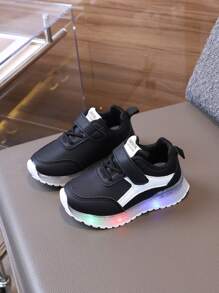 1 Pair Children's Spring/Autumn Lighted Sneakers, Boys' White Shoes, Girls' Sports Shoes