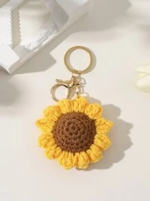 1pc Positive Energy Handmade Knitted Sunflower DIY Crochet Flower Keychain, Bag Pendant, Shoulder Bag Ornament, Crossbody Bag Decoration, Home Wall 3D Decoration, Suitable For Gifts, Wallets, School Bags, Backpacks And Shoulder Bags School Supplies Teacher Gifts Back To School Supplies Teacher Gifts, Birthday Gifts, Souvenirs, Holiday Gifts For Boys And Girls