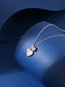 1pc S925 Sterling Silver New York Eternal Heart Shaped Necklace, Suitable For Men & Women, Wear For Holidays, Party