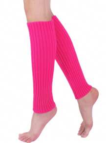 1 Pair Neon Striped Leg Warmers, Knitted Thick High Leg Warmers, Mid-Calf Leg Warmers For Autumn/Winter Christmas Gift - Multicolor - View 5