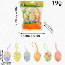 6 Piezas Decoración colgante de huevos de espuma de Pascua, adecuados para la decoración del hogar, decoración de fiestas de cumpleaños de primavera, accesorios con forma realista de huevo necesarios para la decoración casera, regalos de Pascua, con varios estilos como rayas, patrones de vid, pequeños patrones de flores, patrones de mariposa, etc.