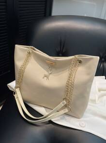 1 bucată Poliester Cerb Decorație Capacitate mare Închidere cu fermoar Geantă de umăr la modă, potrivită pentru femei, utilizare zilnică