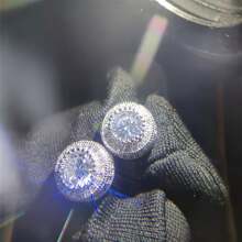 A Pair Of Female Austrian Round Crystal Earrings, Zirconia Hip-Hop Wedding Earrings, Women's Earrings