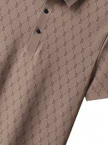 Polo de verano sin costuras y transpirable para hombres, camiseta de manga corta con cuello estilo empresarial y estampado de letras, top casual agradable a la piel