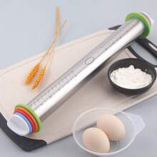 1 件不锈钢可调厚度擀面杖，带厚度环的多用途擀面杖，适用于烘烤面团、披萨、糕点、意大利面 - 非常适合圣诞节、万圣节、复活节、感恩节、母亲节 - 均碼 - 查看 4