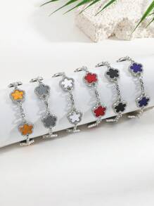 1pc Metal Chain With 5-Petal Flower Pendant Inlaid Crystal, Elegant & Fashionable Anklet For Women - Anklet - View 9