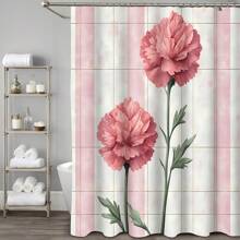 Juego de 1/4 cortinas de ducha para el Día de la Madre, con flores brillantes, para el Día del Presidente, lluvia de primavera, impermeables, estampados con estilo y funcionales, para decoración del hogar, para cada baño, ducha y bañera, con 12 ganchos y tapete de baño lavable a máquina, multiestilo