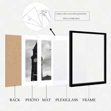 16x20 Picture Frame Set Of 3, Display Pictures 11x14 With Mat Or 16 X 20 Poster Frame Without Mat, Wall Gallery Photo Frames, Black - Black - View 4