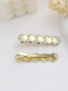 2 Pcs Metal Mini Circle Patchwork Straight Clip, Elegant & Cute Decorative Hair Clip, Bohemia Style Zinc Alloy