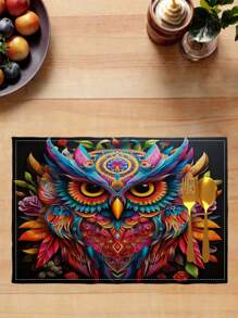 4 件装餐垫麋鹿野生动物猫头鹰卡通小鸡乡村森林自然厨房餐厅餐桌装饰布