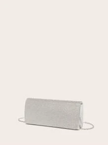 Women's Diamond Jewelry Set: Sparkling Necklace, Earrings, Bracelet Set. Women's Sparkling Diamond Envelope Clutch Handbag For Weddings, Parties, Cocktail Events And Evening Dresses. - Silver - View 7