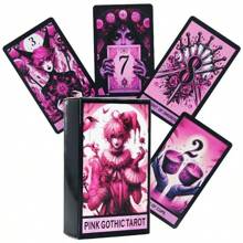 Pink Gothic Theme 10.3*6cm Tarot Card Set, 78pc English Edition, Paper Materials, Divination And Prediction, Spiritual Journey And Destiny Exploration, With Art Gothic Style, Suitable For 14 Years Old+, The Best Choice For Party Party Games And Holiday Gifts