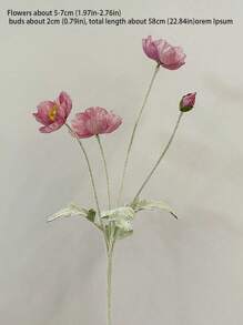 1 Flor artificial de amapola para decoración del hogar, flor de seda con tallo, adornos de flores artificiales para decoración de fiestas, bodas, restaurantes, mesas, ramos, regalos, cumpleaños, graduaciones, jardín, exterior, jardinería, flores falsas.