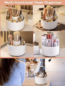Rotating Storage Box Makeup Brush Holder Cosmetic Organizer Desk Makeup Organizer Eyeshadow Brush Pen Cup Rotating Cosmetic Organizer Box High-End Lipstick Skincare Makeup Brush Holder Bathroom Decor Fall Decor Makeup Organizer Back To School