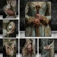 1 件维多利亚风格迪斯科镜子奢华配饰优雅女性复古海报帆布画墙艺术家居装饰无框架 - 彩色 - 查看 3