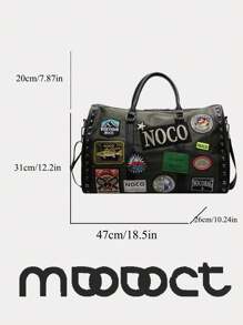 MDODO 1pc Contrast Color Nylon Material Tote Bag, Women Casual Large Capacity Gym/Yoga Bag, Embroidered Logo, Lemon Decor, Double Handle Design, Zipper Closure, Detachable Adjustable Strap For Shoulder Use, Suitable For Sports, Travel, Yoga Sports Bag Sport Bag Holiday Travel Bag Gym Bag Bicycle For Outdoor Fishing Running Camping Hiking - Multicolor - View 2