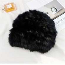 1pc Solid Color Casual Faux Fur Knit Hat, Women Autumn/Winter Warm Earflap Hat - Grey - View 7
