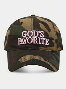 God's Favorite Embroidered Camo Splatter Print American Baddie Baseball Cap, Streetwear Snapback (Printed Pattern And Hang Tag Random) - A - View 8