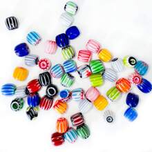 63 件彩色尼泊尔玻璃南瓜珠，适用于 DIY 手链、耳环、工艺品和珠宝制作 - 6*7mm - 查看 5