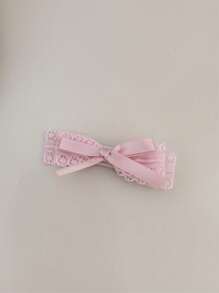 1 件/2 件 White Tea Delight - 女士白色蕾丝蝴蝶结发夹，侧夹洛丽塔鳄鱼发饰 - 粉紅蝴蝶結A款 - 查看 15