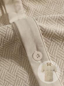 Homme Couleur Unie Décontracté Motif Croisé Serviette Jacquard Tissu Manches Courtes, Nouveau Style Européen et Américain d'Été - Kaki - Voir 7