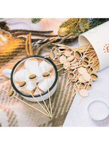 200 pièces Cure-dents en bambou décoratifs avec design de hamburger - Brochettes à boire et à amuse-gueule de 12 cm, parfaits pour les fêtes, les plateaux de charcuterie et les sandwiches - Aucune électricité nécessaire